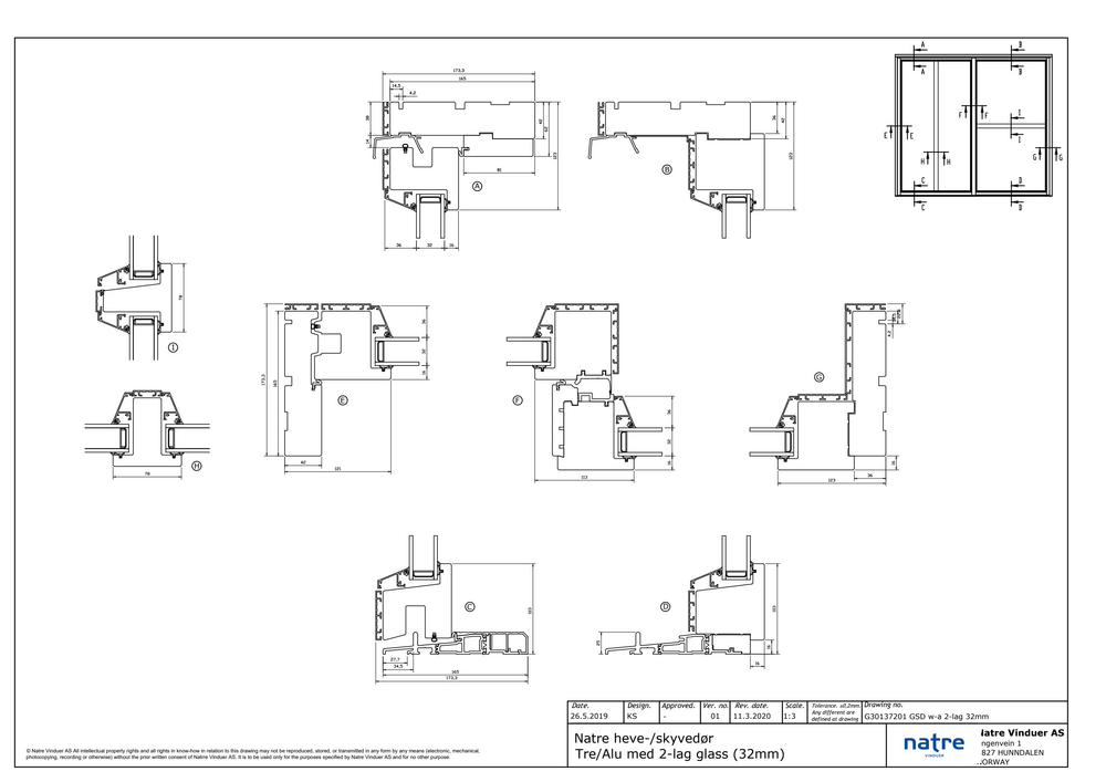 Natre GSD tre/alu 1-FL 2-lag 32mm